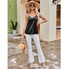 image:imageEkouaer Womens Lace Silk Satin Pajama Tank Tops V Neck Camisole Soft Spaghetti Strap Tops Loose Sleepwear S3XLBlack  White