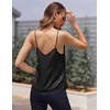image:imageEkouaer Womens Lace Silk Satin Pajama Tank Tops V Neck Camisole Soft Spaghetti Strap Tops Loose Sleepwear S3XLBlack