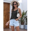 image:imageEkouaer Womens Lace Silk Satin Pajama Tank Tops V Neck Camisole Soft Spaghetti Strap Tops Loose Sleepwear S3XLBlack