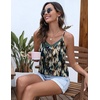 image:imageEkouaer Womens Lace Silk Satin Pajama Tank Tops V Neck Camisole Soft Spaghetti Strap Tops Loose Sleepwear S3XLBlue Marble Print