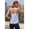 image:imageEkouaer Womens Lace Silk Satin Pajama Tank Tops V Neck Camisole Soft Spaghetti Strap Tops Loose Sleepwear S3XLBlue and White Leaves