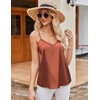 image:imageEkouaer Womens Lace Silk Satin Pajama Tank Tops V Neck Camisole Soft Spaghetti Strap Tops Loose Sleepwear S3XLBrown  Champagne