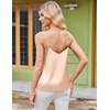 image:imageEkouaer Womens Lace Silk Satin Pajama Tank Tops V Neck Camisole Soft Spaghetti Strap Tops Loose Sleepwear S3XLBrown  Champagne