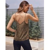 image:imageEkouaer Womens Lace Silk Satin Pajama Tank Tops V Neck Camisole Soft Spaghetti Strap Tops Loose Sleepwear S3XLBrown Leopard