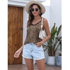 image:imageEkouaer Womens Lace Silk Satin Pajama Tank Tops V Neck Camisole Soft Spaghetti Strap Tops Loose Sleepwear S3XLBrown Leopard
