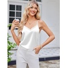 image:imageEkouaer Womens Lace Silk Satin Pajama Tank Tops V Neck Camisole Soft Spaghetti Strap Tops Loose Sleepwear S3XLChampagne  White
