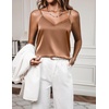 image:imageEkouaer Womens Lace Silk Satin Pajama Tank Tops V Neck Camisole Soft Spaghetti Strap Tops Loose Sleepwear S3XLDark Khaki