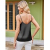 image:imageEkouaer Womens Lace Silk Satin Pajama Tank Tops V Neck Camisole Soft Spaghetti Strap Tops Loose Sleepwear S3XLLake Green  Black