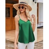image:imageEkouaer Womens Lace Silk Satin Pajama Tank Tops V Neck Camisole Soft Spaghetti Strap Tops Loose Sleepwear S3XLLake Green  Black