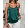 image:imageEkouaer Womens Lace Silk Satin Pajama Tank Tops V Neck Camisole Soft Spaghetti Strap Tops Loose Sleepwear S3XLLake Green