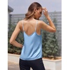 image:imageEkouaer Womens Lace Silk Satin Pajama Tank Tops V Neck Camisole Soft Spaghetti Strap Tops Loose Sleepwear S3XLLight Blue