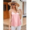 image:imageEkouaer Womens Lace Silk Satin Pajama Tank Tops V Neck Camisole Soft Spaghetti Strap Tops Loose Sleepwear S3XLMisty Rose  White