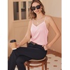 image:imageEkouaer Womens Lace Silk Satin Pajama Tank Tops V Neck Camisole Soft Spaghetti Strap Tops Loose Sleepwear S3XLMisty Rose