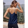 image:imageEkouaer Womens Lace Silk Satin Pajama Tank Tops V Neck Camisole Soft Spaghetti Strap Tops Loose Sleepwear S3XLNavy Blue