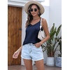 image:imageEkouaer Womens Lace Silk Satin Pajama Tank Tops V Neck Camisole Soft Spaghetti Strap Tops Loose Sleepwear S3XLNavy Blue
