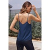 image:imageEkouaer Womens Lace Silk Satin Pajama Tank Tops V Neck Camisole Soft Spaghetti Strap Tops Loose Sleepwear S3XLNavy Blue Stripes