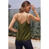 image:imageEkouaer Womens Lace Silk Satin Pajama Tank Tops V Neck Camisole Soft Spaghetti Strap Tops Loose Sleepwear S3XLOlive Green
