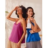 image:imageEkouaer Womens Lace Silk Satin Pajama Tank Tops V Neck Camisole Soft Spaghetti Strap Tops Loose Sleepwear S3XLRose Red