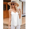 image:imageEkouaer Womens Lace Silk Satin Pajama Tank Tops V Neck Camisole Soft Spaghetti Strap Tops Loose Sleepwear S3XLWhite  Dark Khaki