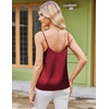 image:imageEkouaer Womens Lace Silk Satin Pajama Tank Tops V Neck Camisole Soft Spaghetti Strap Tops Loose Sleepwear S3XLWhite  Wine Red