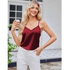 image:imageEkouaer Womens Lace Silk Satin Pajama Tank Tops V Neck Camisole Soft Spaghetti Strap Tops Loose Sleepwear S3XLWhite  Wine Red