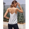 image:imageEkouaer Womens Lace Silk Satin Pajama Tank Tops V Neck Camisole Soft Spaghetti Strap Tops Loose Sleepwear S3XLWhite
