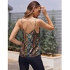 image:imageEkouaer Womens Lace Silk Satin Pajama Tank Tops V Neck Camisole Soft Spaghetti Strap Tops Loose Sleepwear S3XLYellow Paisley Print