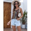image:imageEkouaer Womens Lace Silk Satin Pajama Tank Tops V Neck Camisole Soft Spaghetti Strap Tops Loose Sleepwear S3XLYellow Paisley Print