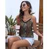 image:imageEkouaer Womens Lace Silk Satin Pajama Tank Tops V Neck Camisole Soft Spaghetti Strap Tops Loose Sleepwear S3XLYellow Paisley Print