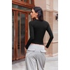 image:imageEkouaer Womens Long Sleeve Shirts Fitted Tops Stretchy Base Layer Basic Tight Thermal Undershirt XSXXLBlack