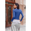 image:imageEkouaer Womens Long Sleeve Shirts Fitted Tops Stretchy Base Layer Basic Tight Thermal Undershirt XSXXLBlue