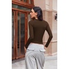 image:imageEkouaer Womens Long Sleeve Shirts Fitted Tops Stretchy Base Layer Basic Tight Thermal Undershirt XSXXLBrown