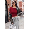 image:imageEkouaer Womens Long Sleeve Shirts Fitted Tops Stretchy Base Layer Basic Tight Thermal Undershirt XSXXLBurgundy