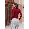 image:imageEkouaer Womens Long Sleeve Shirts Fitted Tops Stretchy Base Layer Basic Tight Thermal Undershirt XSXXLBurgundy