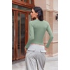 image:imageEkouaer Womens Long Sleeve Shirts Fitted Tops Stretchy Base Layer Basic Tight Thermal Undershirt XSXXLGreen