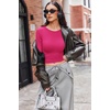 image:imageEkouaer Womens Long Sleeve Shirts Fitted Tops Stretchy Base Layer Basic Tight Thermal Undershirt XSXXLHot Pink