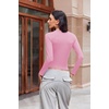 image:imageEkouaer Womens Long Sleeve Shirts Fitted Tops Stretchy Base Layer Basic Tight Thermal Undershirt XSXXLPink