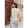 image:imageEkouaer Womens Long Sleeve Shirts Fitted Tops Stretchy Base Layer Basic Tight Thermal Undershirt XSXXLWhite Beige