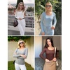 image:imageEkouaer Womens Long Sleeve Shirts Square Neck Slim Fit Basic Tops Ribbed Thermal Undershirts Layering TeeBlack