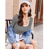 image:imageEkouaer Womens Long Sleeve Shirts Square Neck Slim Fit Basic Tops Ribbed Thermal Undershirts Layering TeeBlack White Stripe