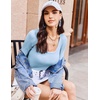 image:imageEkouaer Womens Long Sleeve Shirts Square Neck Slim Fit Basic Tops Ribbed Thermal Undershirts Layering TeeBlue