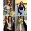 image:imageEkouaer Womens Long Sleeve Shirts Square Neck Slim Fit Basic Tops Ribbed Thermal Undershirts Layering TeeBurgundy