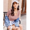 image:imageEkouaer Womens Long Sleeve Shirts Square Neck Slim Fit Basic Tops Ribbed Thermal Undershirts Layering TeeMisty Rose