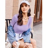 image:imageEkouaer Womens Long Sleeve Shirts Square Neck Slim Fit Basic Tops Ribbed Thermal Undershirts Layering TeePurple