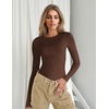 image:imageEkouaer Womens Long Sleeve Shirts Tight Fitted Tops Crewneck Underscrubs Tee Lightweight Basic Thermal UndershirtsCoffee