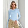 image:imageEkouaer Womens Long Sleeve Shirts Tight Fitted Tops Crewneck Underscrubs Tee Lightweight Basic Thermal UndershirtsLight Blue