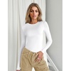 image:imageEkouaer Womens Long Sleeve Shirts Tight Fitted Tops Crewneck Underscrubs Tee Lightweight Basic Thermal UndershirtsWhite