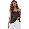 image:imageEkouaer Womens Silk Satin Cami Tank Top 2026 Mesh VNeck Adjustable Strap Sleeveless Summer Camisole Blouse2blackBlue Green
