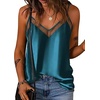 image:imageEkouaer Womens Silk Satin Cami Tank Top 2026 Mesh VNeck Adjustable Strap Sleeveless Summer Camisole Blouse2blackBlue Green