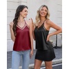 image:imageEkouaer Womens Silk Satin Cami Tank Top 2026 Mesh VNeck Adjustable Strap Sleeveless Summer Camisole Blouse2blackWine Red